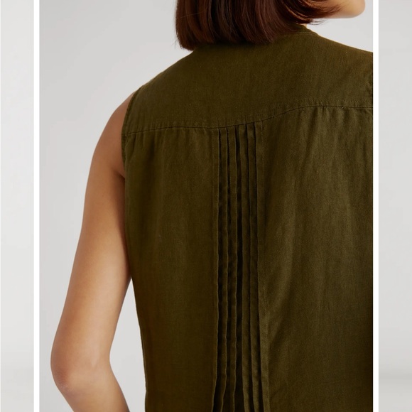 Quince 100% European Linen Sleeveless Swing Dress in Martini Olive NWT - Picture 5 of 10